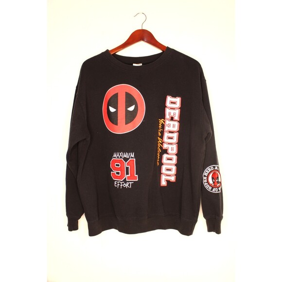 Marvel Other - Marvel Comics Sweatshirt XL Youth Deadpool Maximum Effort 91 Embroidered Graphic